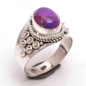 Purple Copper Turquoise 925 Sterling Silver Ring